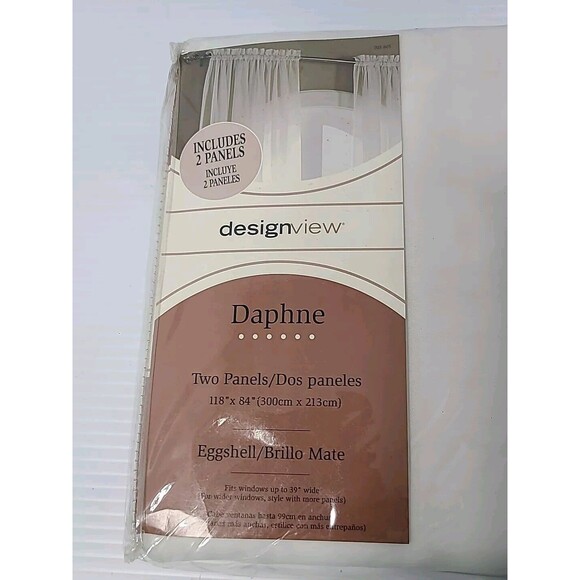 Design View Panel Curtians 118 Inches W x 84 Inches L Sheer Eggshell 2 Panels Ea - Picture 2 of 8